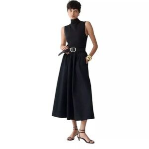 J. Crew Classic Black Sleeveless Midi Dress